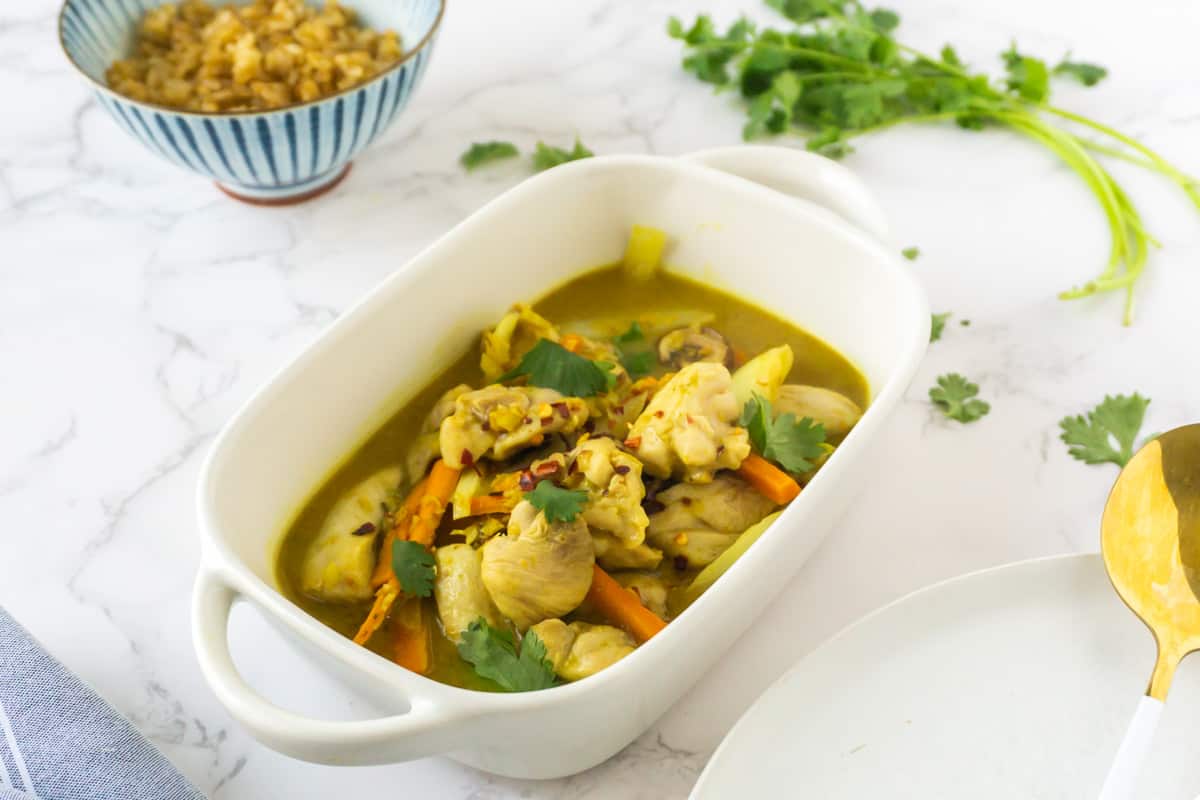 Thai Yellow Curry Served with Rice