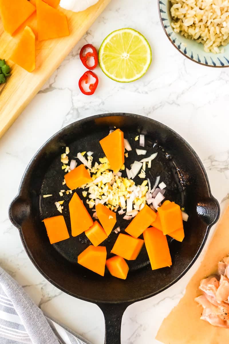 Cook the squash and aromatics