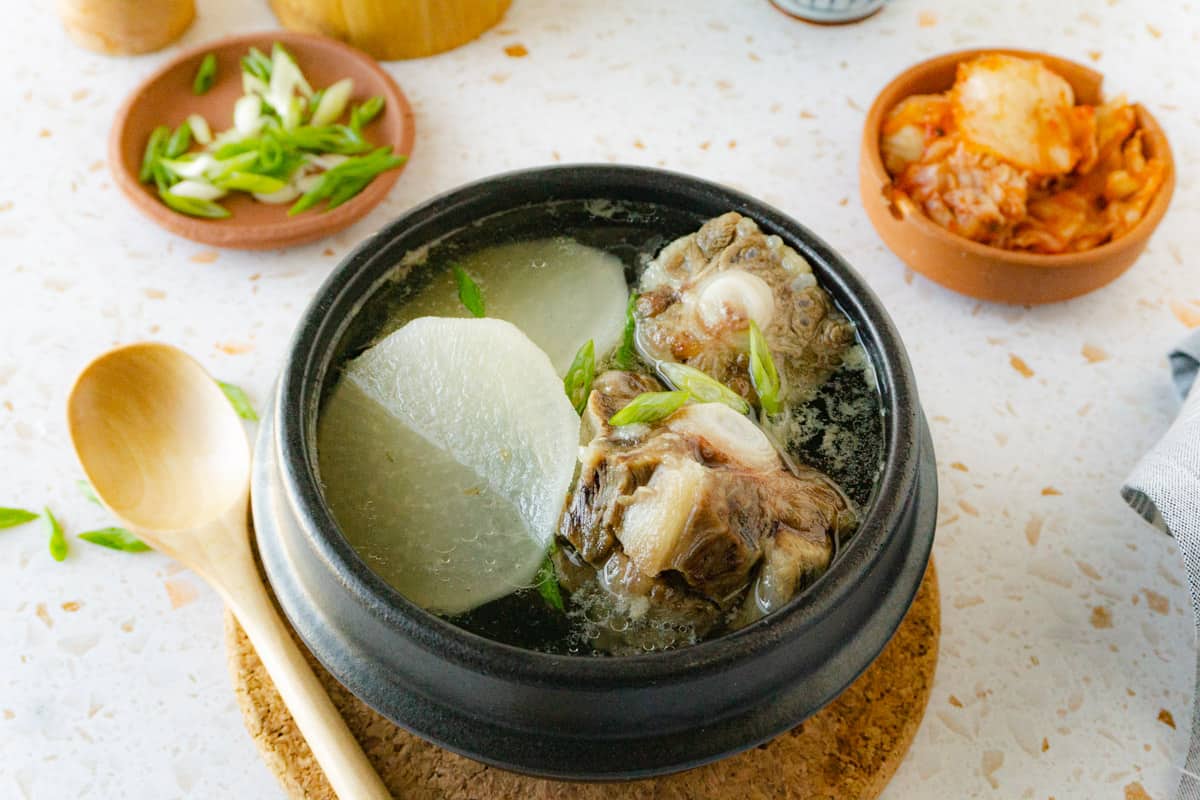 Korean oxtail soup served