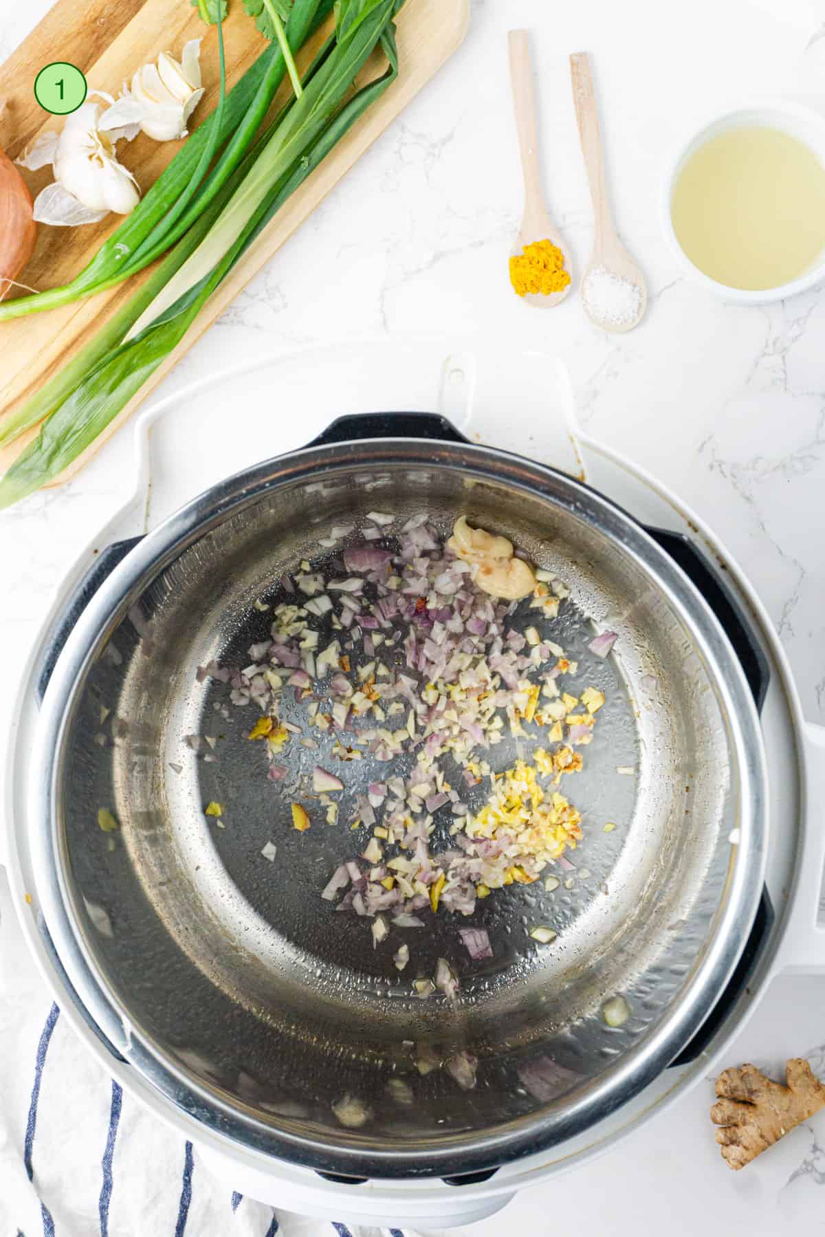 Saute the aromatics in the instant pot.