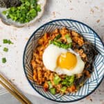 An overhead shot of the chicken mazemen recipe.