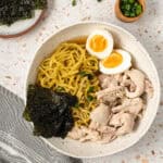 Overhead shot of a bowl of ramen.